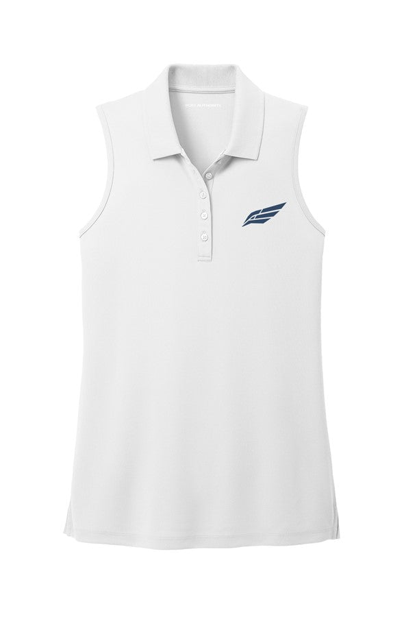 Heritage Essentials Women’s Sleeveless Performance Polo — White - Broken Wing Heritage Co.